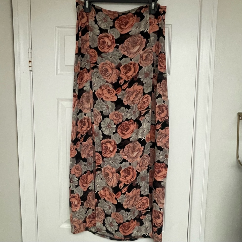 Blue Moon Two Slit Maxi Skirt - Floral (Small)